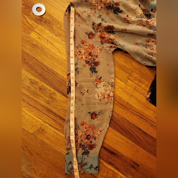 Floral Button Down Shirt in Cream and Brown - Picture 3 of 13